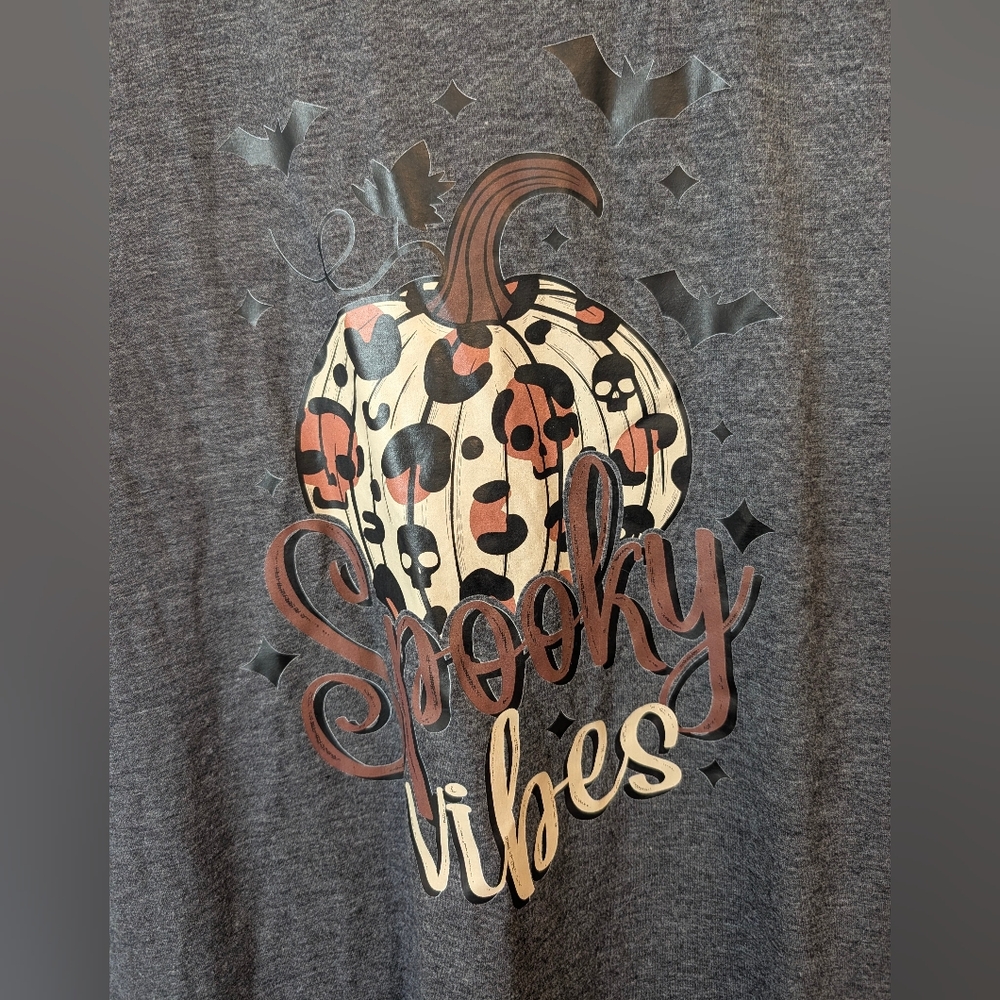 Spooky Vibes Leopard Skull Pumpkin Graphic Tee Size XXL - Picture 3 of 6